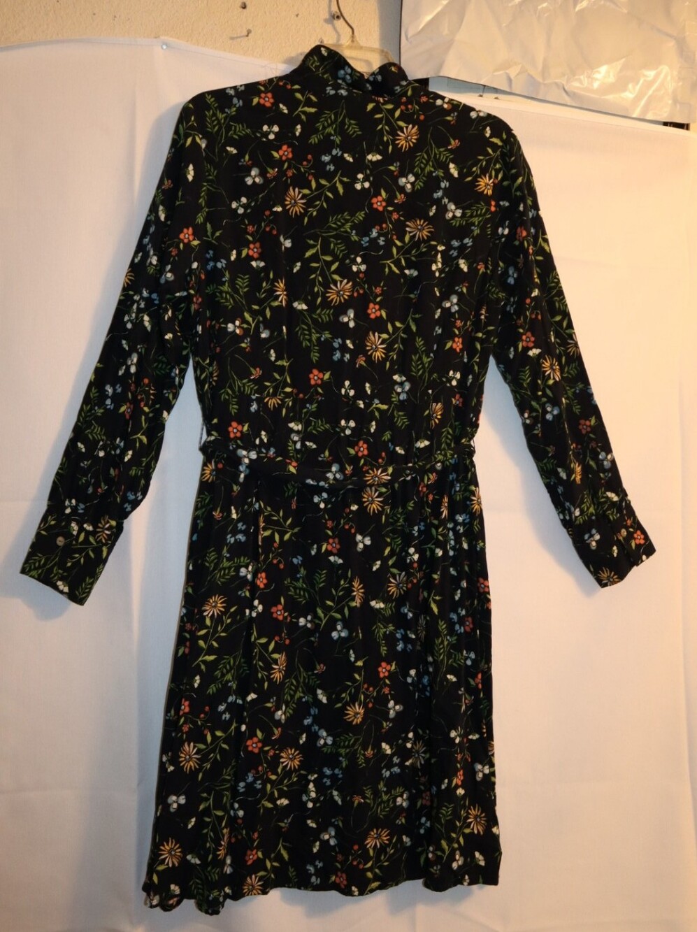 J.Jill Women’s Dark Navy Floral Long Sleeve Midi Shirt Dress Size Small - Picture 7 of 12